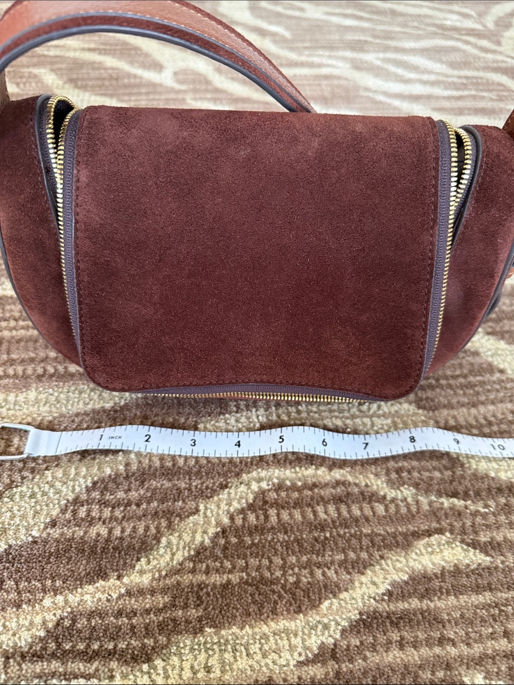 Anya Hindmarch Small Vere Crossbody in Dark Cedar Suede & Leather - Picture 11 of 12